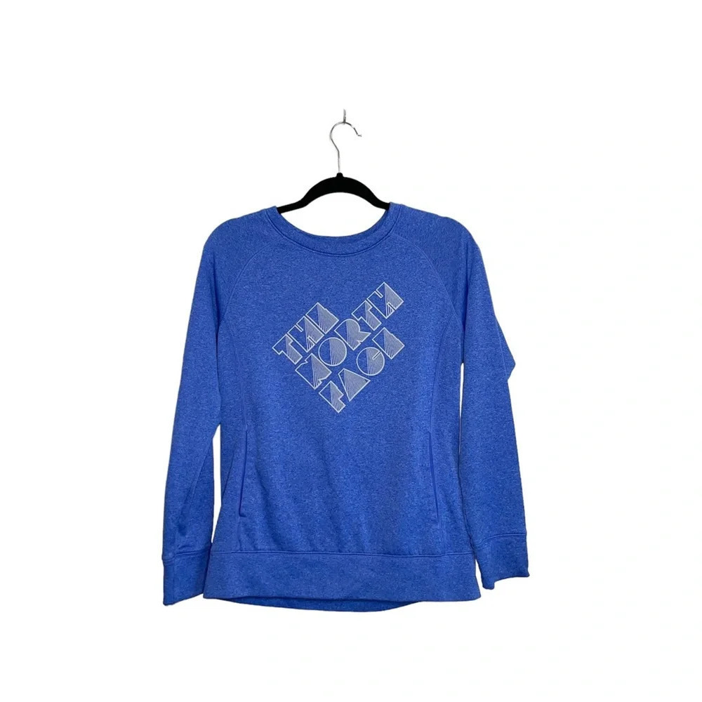 The North Face Blue Logo Graphic Sweatshirt Pullover Crew Neck Medium Women’s